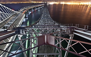 grey truss bridge frame, architecture, San Francisco Bay, USA, bridge