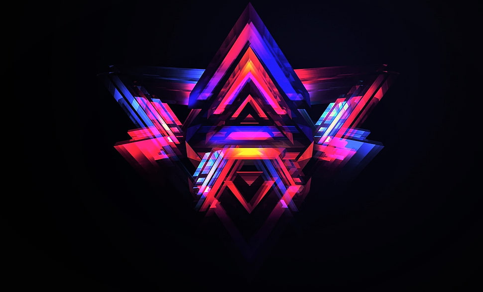multicolored diamond-style wallpaper, bright, red, blue, triangle HD wallpaper