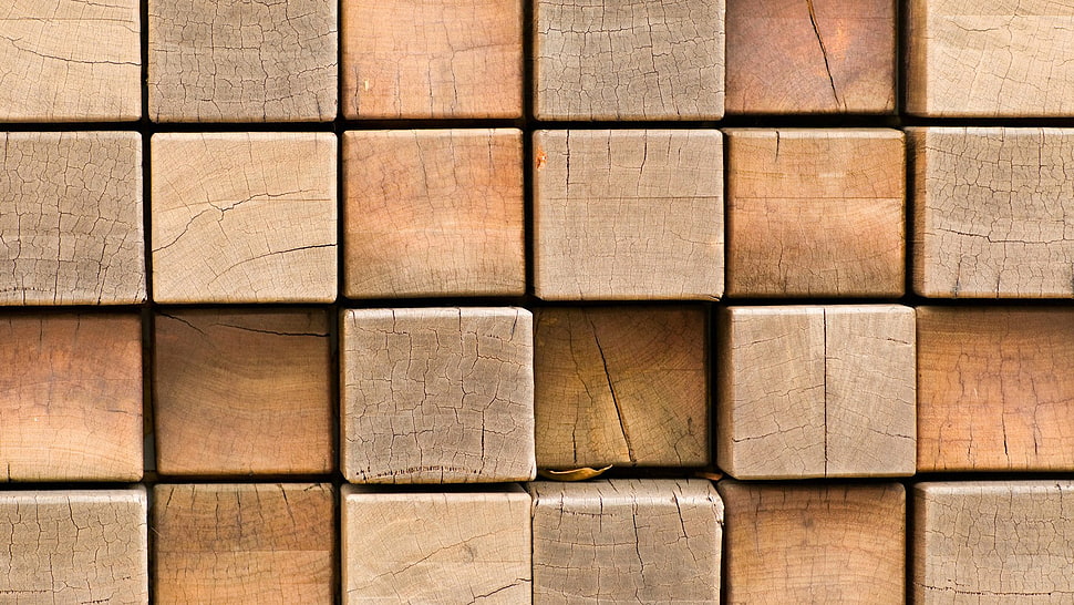 brown wooden blocks, wood, cube, collections, simple HD wallpaper