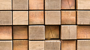brown wooden blocks, wood, cube, collections, simple