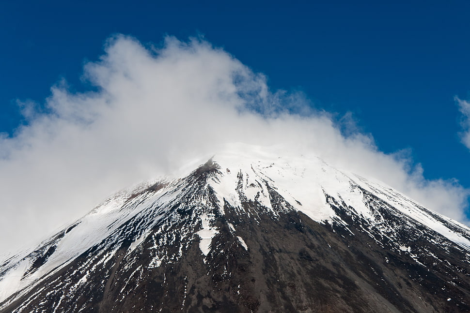 mountain peak with snow, mount ngauruhoe HD wallpaper