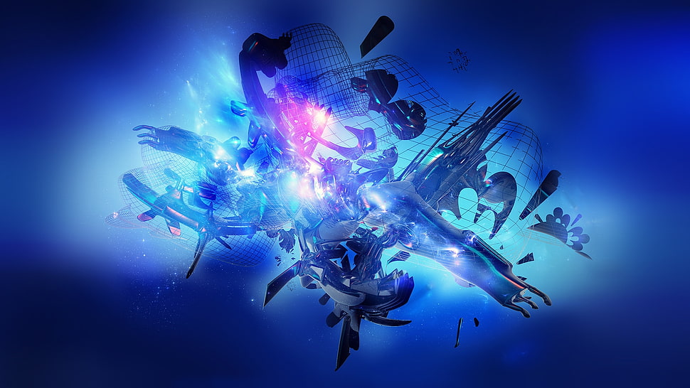 blue abstract painting HD wallpaper