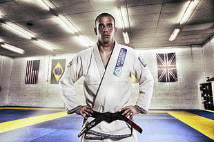 man wearing white taekwondo suit HD wallpaper