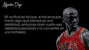 Michael Jordan with text overlay, typographic portraits, Michael Jordan, basketball, Chicago Bulls HD wallpaper