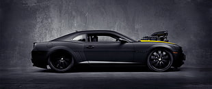 black coupe, ultra-wide, car, Chevrolet Camaro Bumblebee