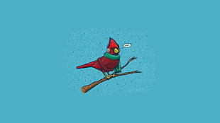 red cardinal bird illustration, minimalism