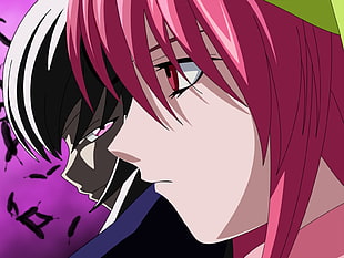female anime character with pink hair beside male anime character with black hair HD wallpaper