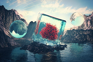 body of water wallpaper, Cinema4D , landscape, nature, abstract