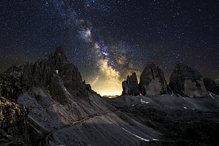 mountain digital wallpaper, space, universe, stars, landscape HD wallpaper