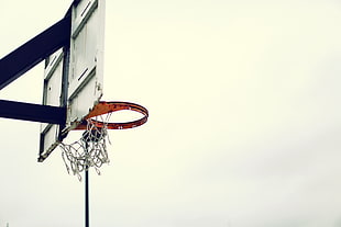 long angle photography of basketball ring with ruined basket HD wallpaper