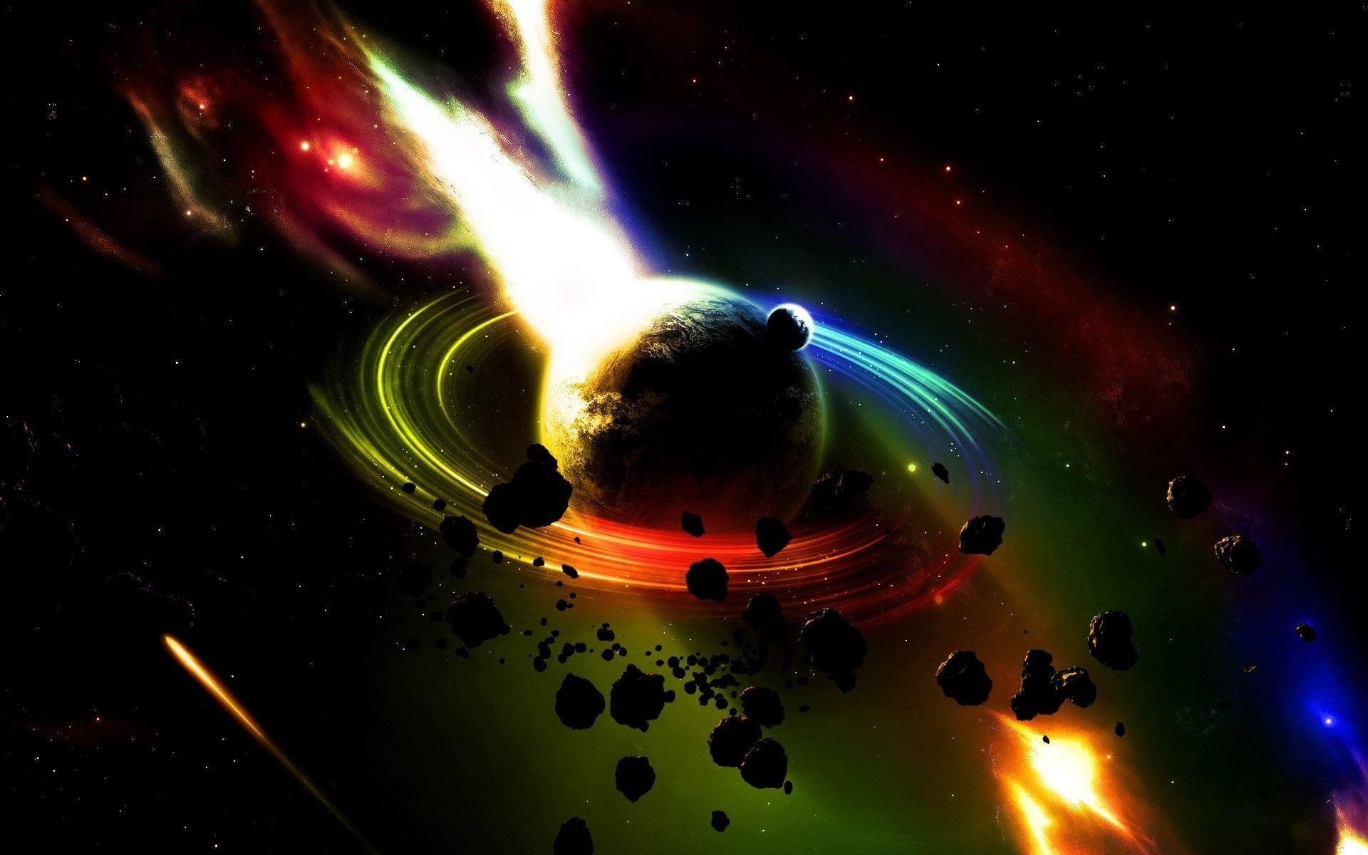 planets digital wallpaper, digital art, CGI, space, universe