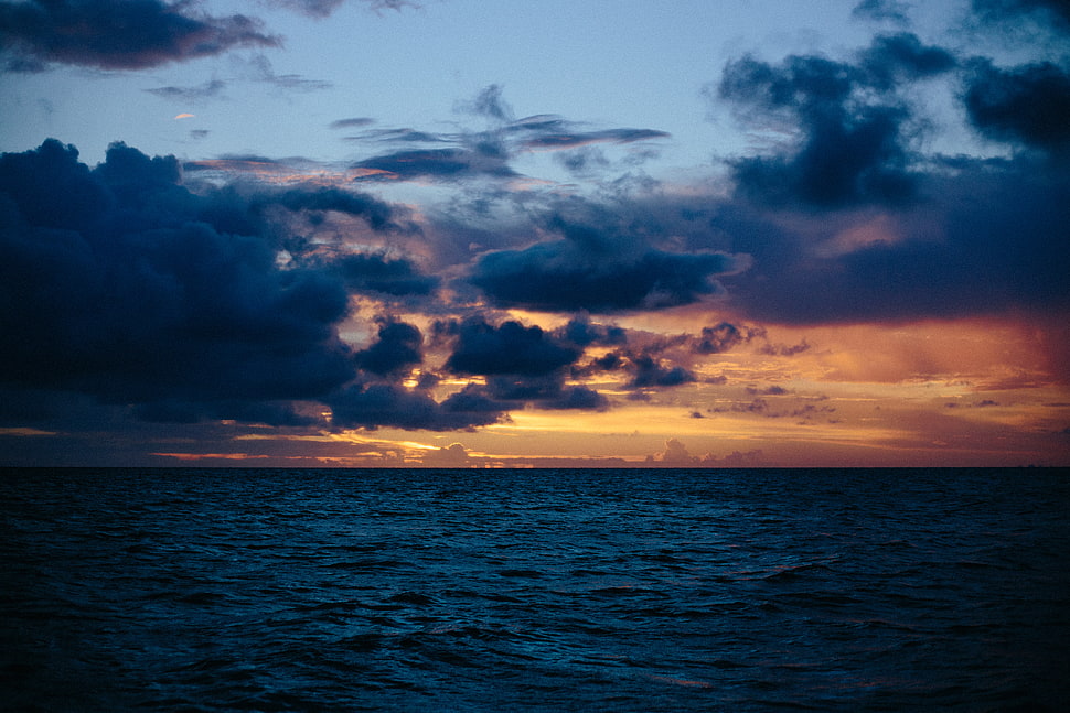 sea and clouds, Sea, Skyline, Clouds HD wallpaper