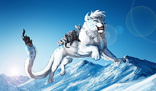 animals of white Lion back illustration