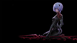 female anime character, Ayanami Rei, blood spatter, Neon Genesis Evangelion, Spear of Longinus