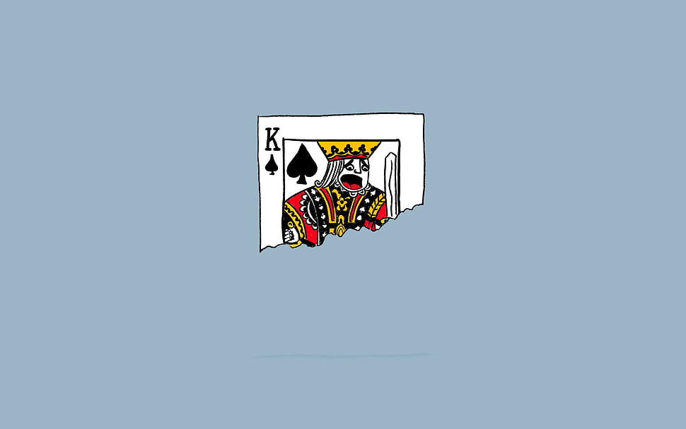 King illustration card, humor, dark humor, playing cards, minimalism HD wallpaper
