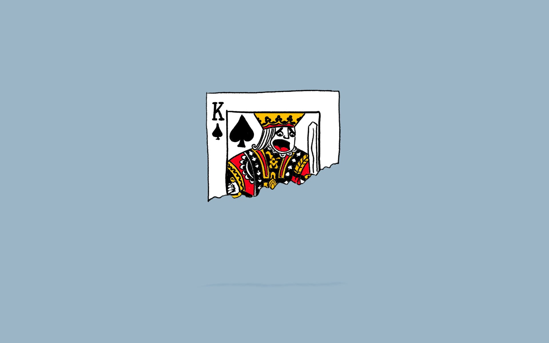 King illustration card, humor, dark humor, playing cards, minimalism