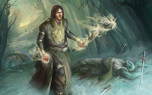 man with staff 2D character HD wallpaper