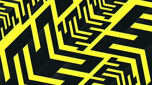 black and yellow wallpaper, pattern, abstract
