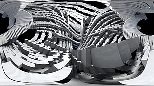 grayscale photography of ladder, digital art, render HD wallpaper