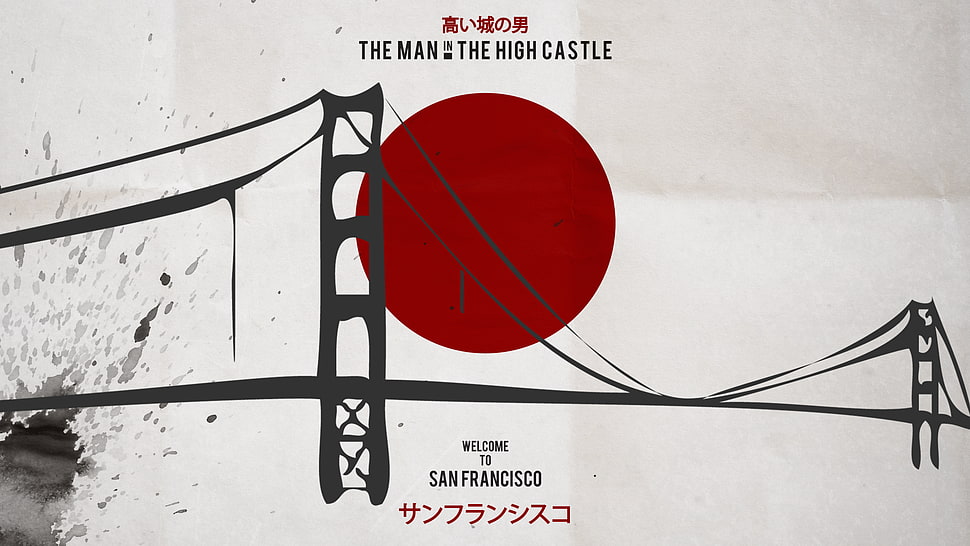 black and red heart print paper, The Man in the High Castle, San Francisco, Golden Gate Bridge HD wallpaper