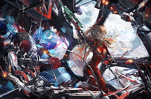 black and red motorcycle engine, anime, Neon Genesis Evangelion, Asuka Langley Soryu