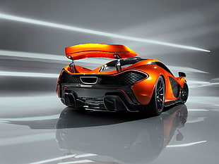 orange and black McLaren P1 digital wallpaper