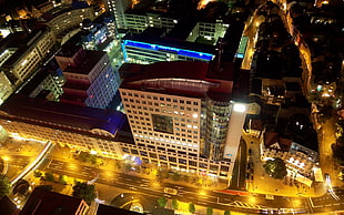 aerial photo of city during night time