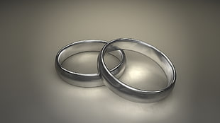 pair of silver-colored coins, rings, Cinema 4D HD wallpaper