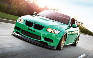 green BMW M3, car, BMW, BMW M3 , green cars HD wallpaper