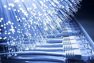 white fiber optic lamp, Broadband internet, internet, Optic fiber, LAN HD wallpaper