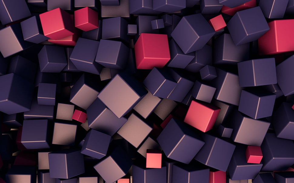 blue and white cubes digital wallpaper HD wallpaper