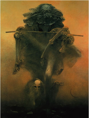 paining of monster, Zdzisław Beksiński, drawing HD wallpaper