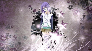 purple haired female anime character wallpaper, Rosario + Vampire, Shirayuki Mizore