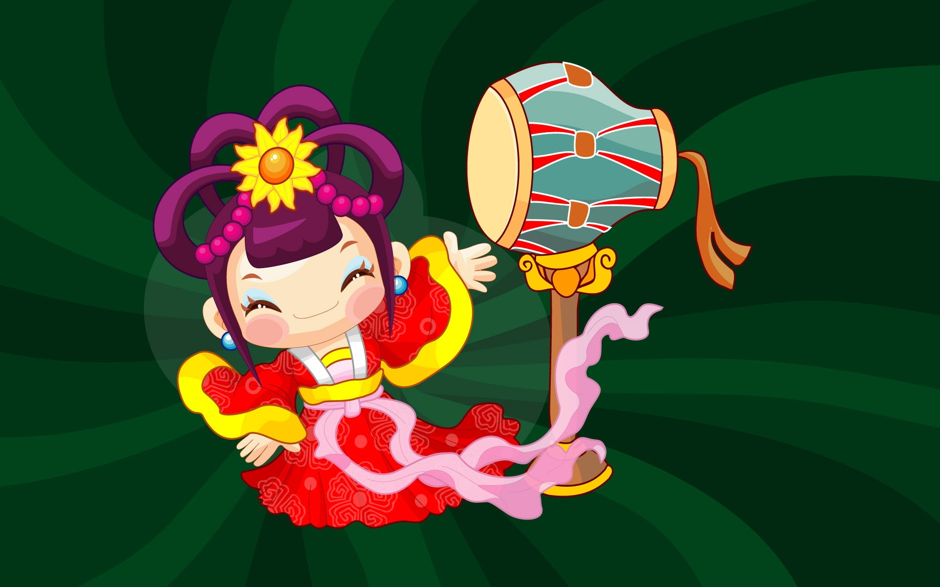 girl wearing traditional dress illustration