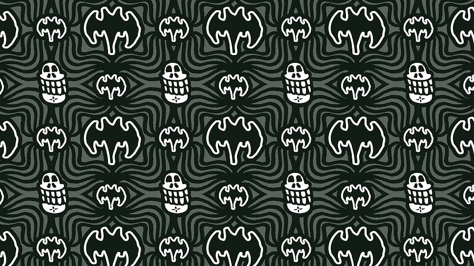 black and white Batman print textile, Batman logo, abstract, cartoon, Gothic HD wallpaper