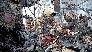 pirate digital wallpaper, Assassin's Creed, video games, fan art, Edward Kenway