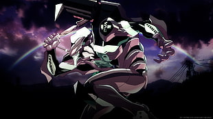fictional character holding weapon graphic wallpaper, Neon Genesis Evangelion, EVA Unit 01, anime