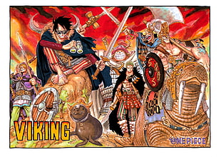 One Piece illustration, One Piece, Monkey D. Luffy, Sanji, Roronoa Zoro