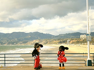 red and black beaded necklace, National Geographic, Mickey Mouse, Minnie Mouse, beach HD wallpaper