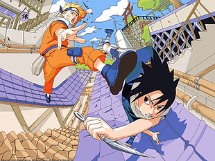 Naruto Uzumaki and Sasuke Uchiha HD wallpaper