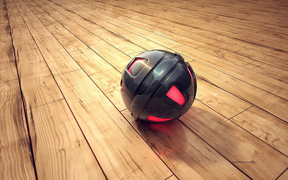 black and red plastic ball, 3D HD wallpaper