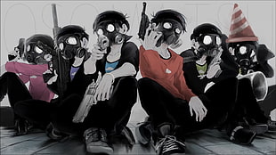 anime, anime boys, gas masks, Osomatsu-san