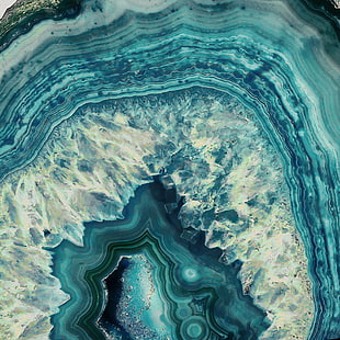 blue and white geode stone HD wallpaper