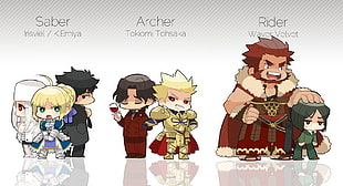 Saber, Archer, and Rider anime wallpaper, Fate Series, Fate/Zero, Saber, Kiritsugu Emiya