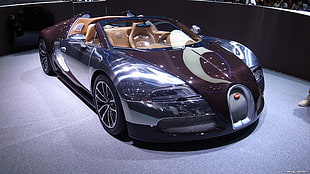 maroon and silver Bugatti Veyro