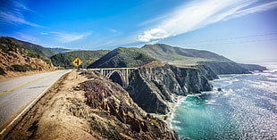 mountain range photography, bixby, big sur, california HD wallpaper