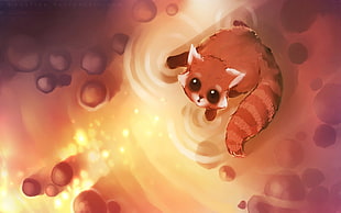 red panda digital wallpaper, red panda