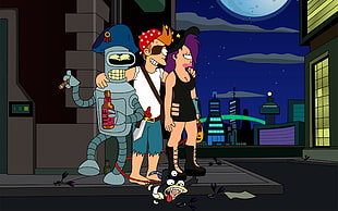 Bender, Philip J Fry and Leela from Futurama