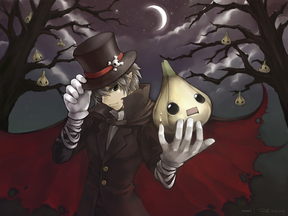 man in black coat anime illustration HD wallpaper