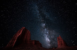 milky way galaxy, landscape, nature, Milky Way, starry night HD wallpaper
